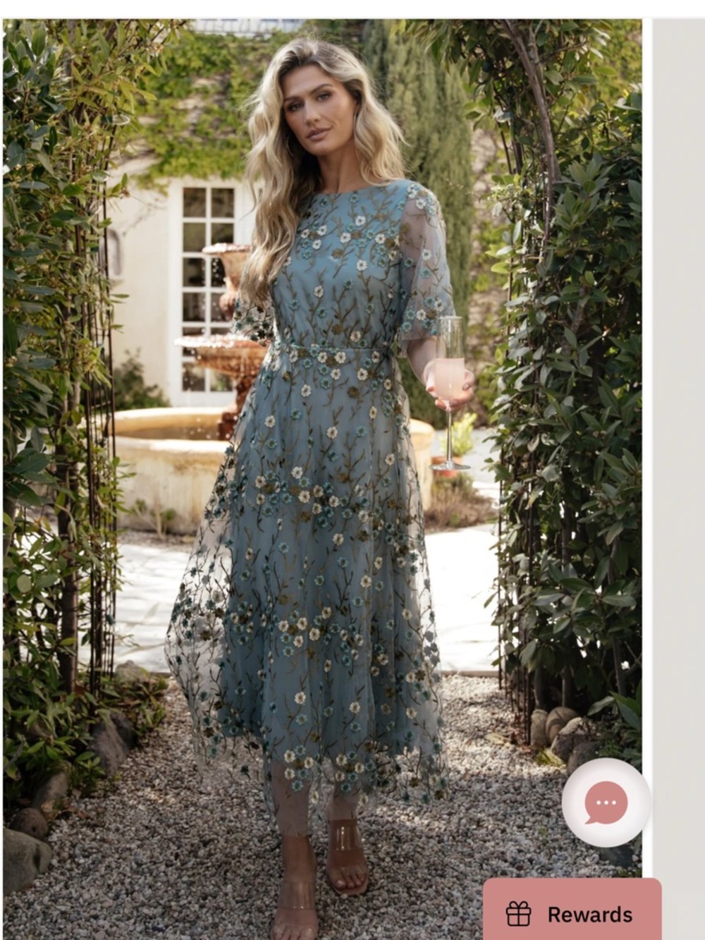 NWT BALTIC BORN DRESS - Embroidered Blue Floral Midi Dress - Picture 5 of 6